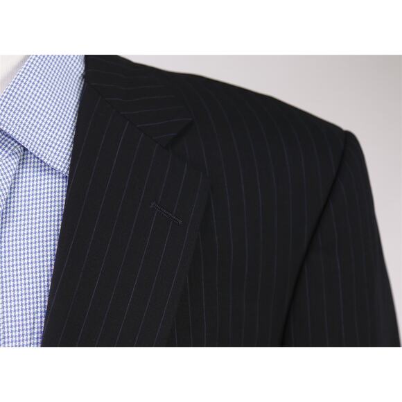 Brooks Brothers BrooksCool Black Sky Blue Pinstripe 2-Btn Suit Jacket Blazer 42L - Picture 4 of 8